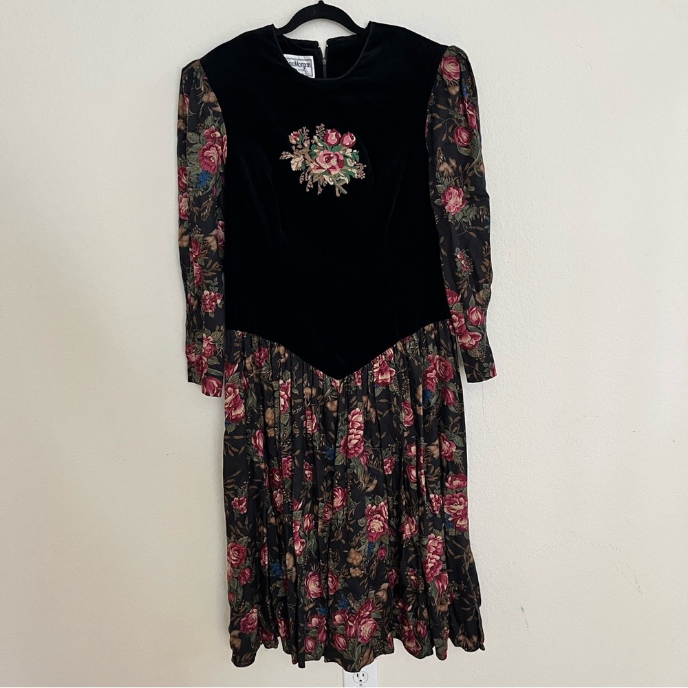 Rare Donna Morgan Vintage Fairy Velvet‎ Dress Romantic Goth Dark Whimsigoth 14 - Picture 2 of 14